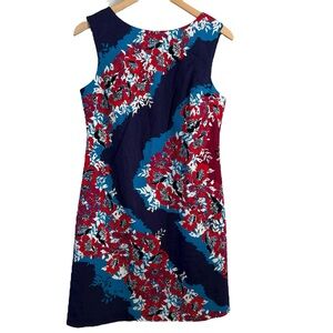 Plenty by Tracy Reese Womens Sheath Dress Blue Combo Tropical Hawaiian Floral 10